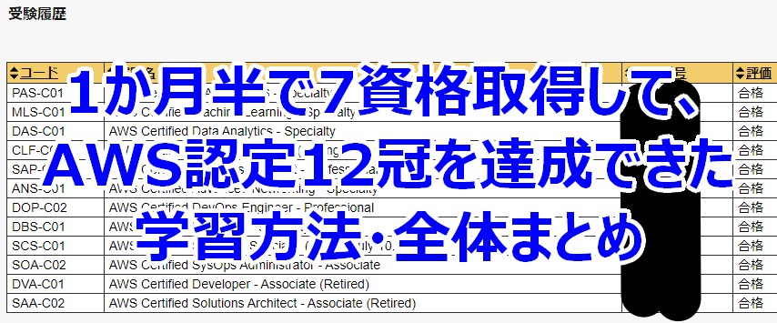 1か月半で7資格取得して、AWS認定12冠を達成できた学習方法・全体まとめ