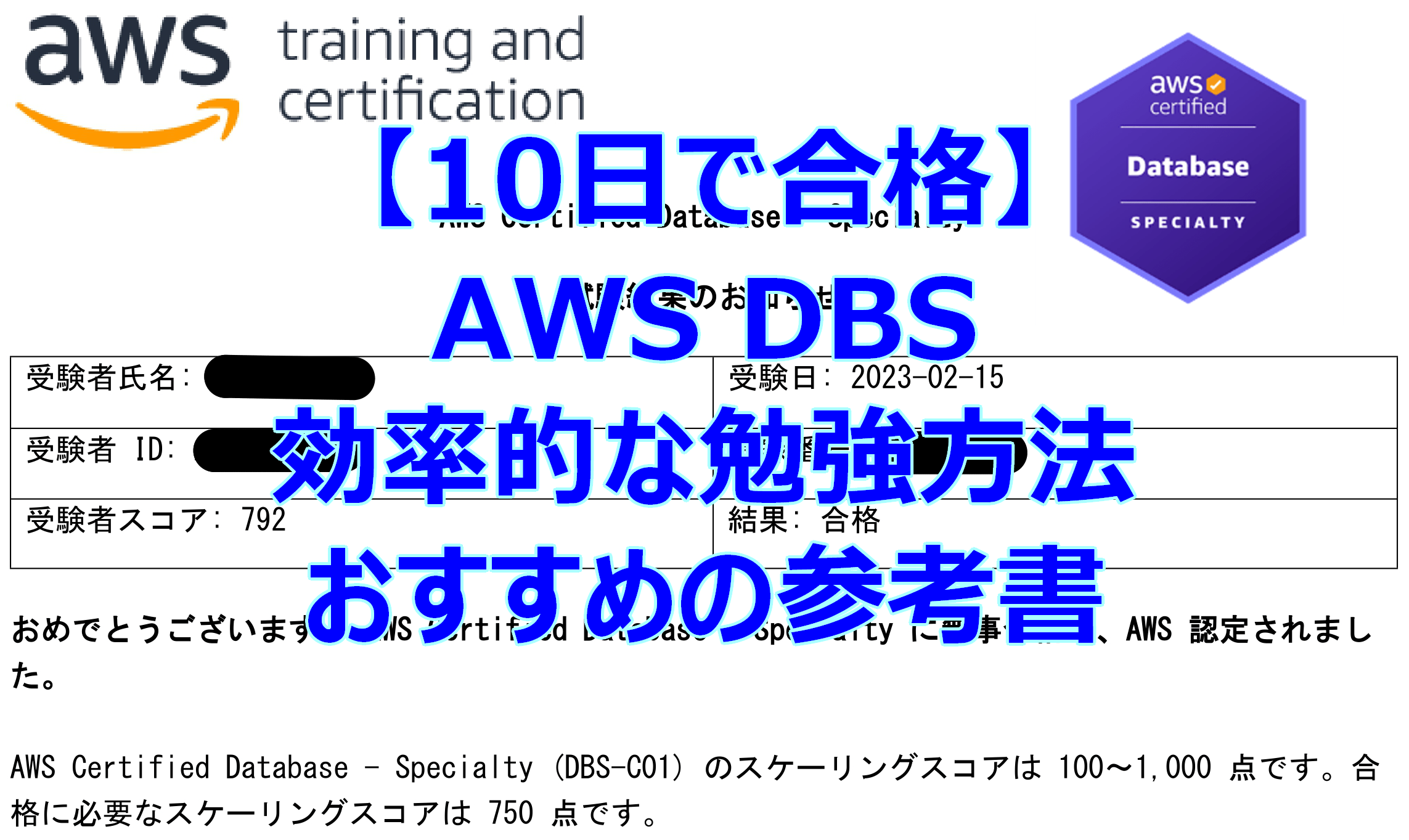 【10日で合格】AWS DBSの効率的な勉強方法とおすすめの参考書